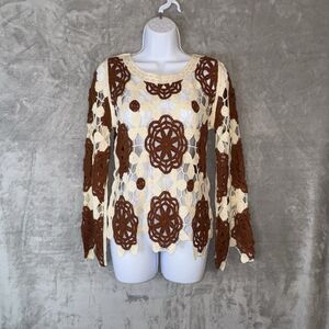 Kings Road Crochet Knit Top Sz M Boho Y2K Fairy Grunge Goblincore